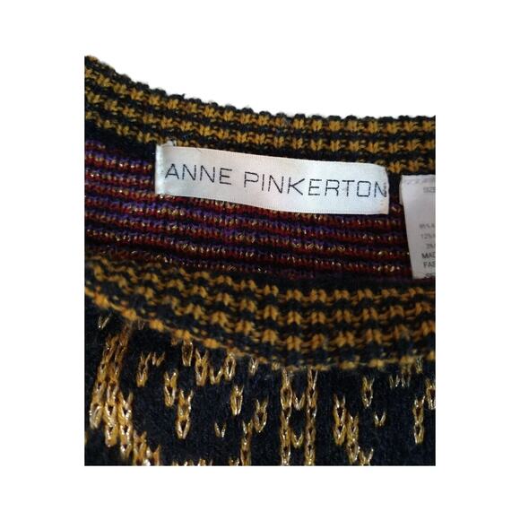 Anne Pinkerton M Vintage Floral Gold Lame Sweater – 90s Grannycore Glam - Picture 4 of 9